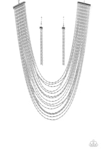 Cascading Chains - Silver Paparazzi Necklace