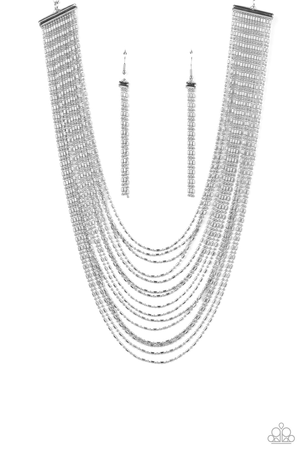 Cascading Chains - Silver Paparazzi Necklace