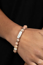 Load image into Gallery viewer, SERENE SEASON - ORANGE STONE SILVER &quot;PEACE&quot; STRETCHY BRACELET - PAPARAZZI
