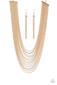 Cascading Chains - Gold Paparazzi Necklace