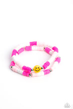 Load image into Gallery viewer, IN SMILE - PINK SMILEY FACE STRETCHY BRACELET - PAPARAZZI
