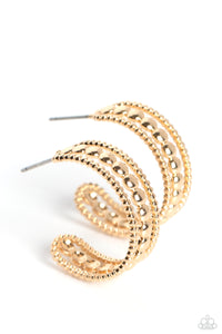 Dotted Darling - Gold Paparazzi Earrings
