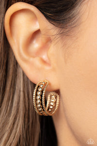 Dotted Darling - Gold Paparazzi Earrings