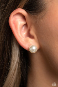 Debutante Details - White Paparazzi Earrings