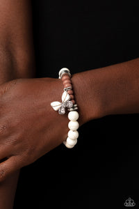 Bold Butterfly - White Paparazzi Bracelet