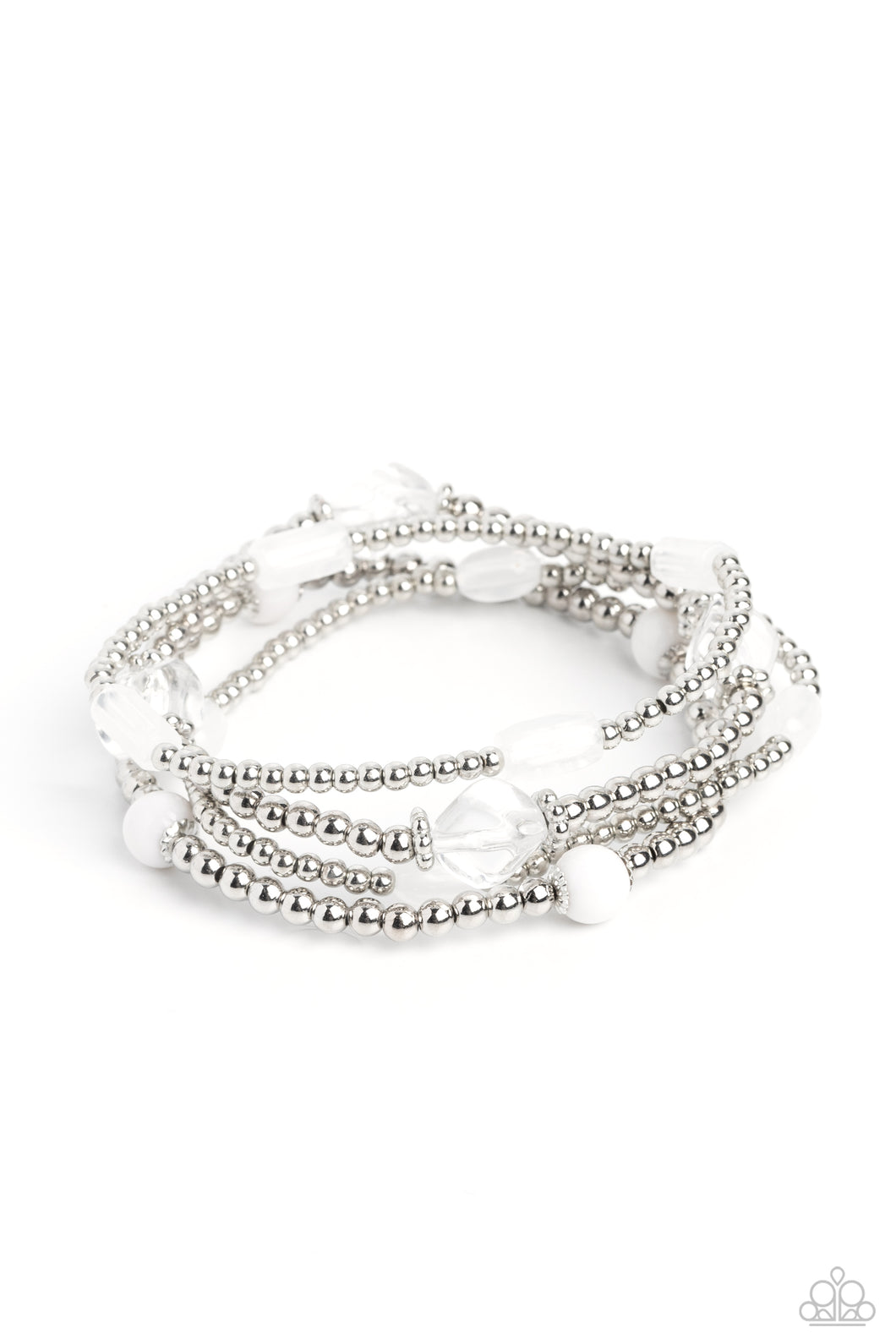Geometric Guru - White Paparazzi Bracelet