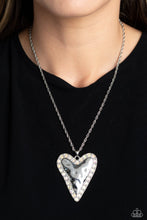 Load image into Gallery viewer, RADIANT ROMEO - MULTI IRIDESCENT RHINESTONE SILVER HEART NECKLACE - PAPARAZZI
