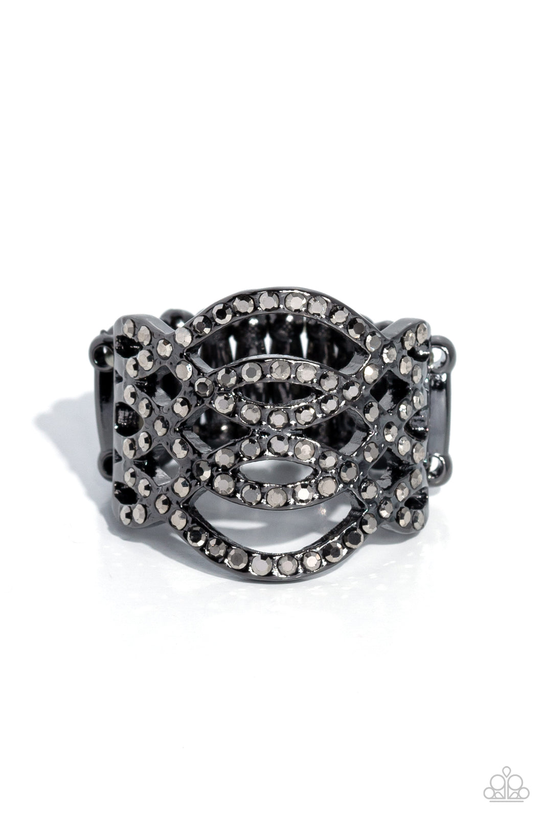 Interlocked Impression - Black Paparazzi Ring