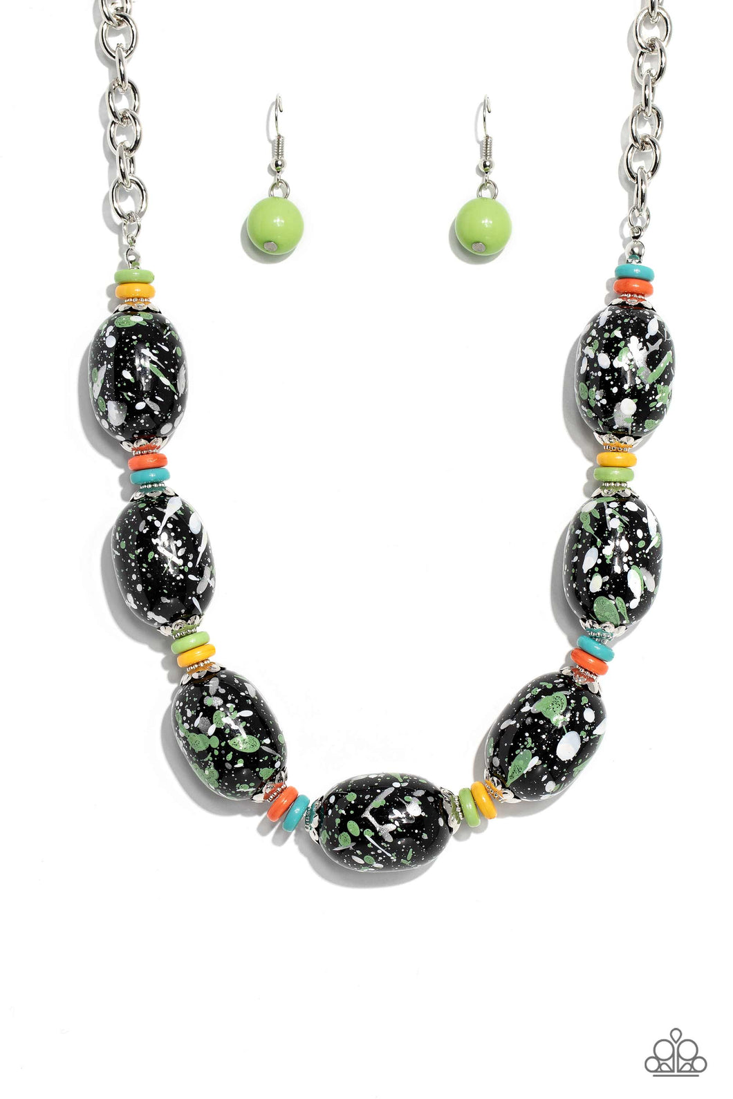No Laughing SPLATTER - Green Paparazzi Necklace