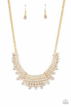 Load image into Gallery viewer, Paparazzi - Shimmering Song Gold Rhinestone Necklace Life of the Party January 2023
