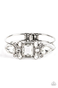 "Call Me Old-Fashioned" – White - Hinged Cuff Bracelet