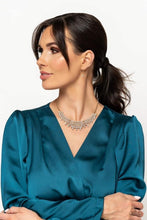 Load image into Gallery viewer, Paparazzi - Shimmering Song Gold Rhinestone Necklace Life of the Party January 2023
