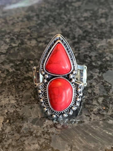 Mojave Mosaic – Red – Paparazzi Stretch Ring – October 2020 Fashion Fix Exclusive - Barbara Towles Masterson's Store