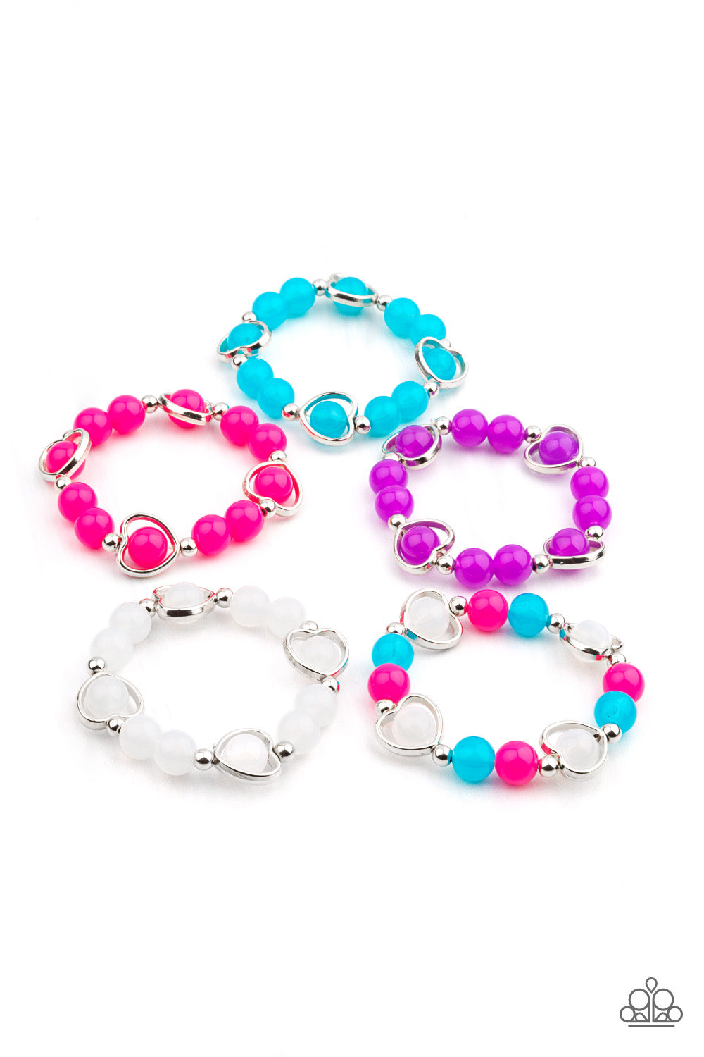 STARLET SHIMMER GLASSY BEADS WITH HEART-SHAPED FRAME BRACELETS - Barbara Towles Masterson's Store