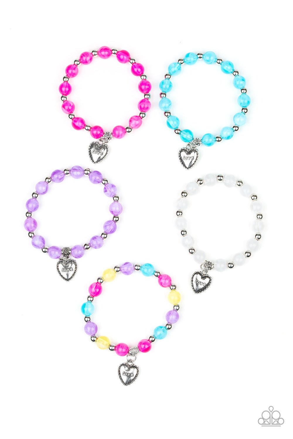 Starlet Shimmer Silver Heart Charm Beaded Bracelets - Barbara Towles Masterson's Store