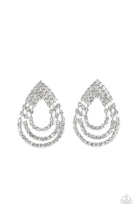 Take a POWER Stance - white - Paparazzi earrings