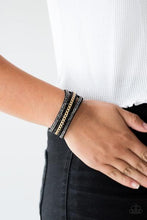 Load image into Gallery viewer, Rollin In Rhinestones - Black - Leather Wrap Bracelet - Barbara Towles Masterson&#39;s Store
