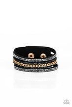 Load image into Gallery viewer, Rollin In Rhinestones - Black - Leather Wrap Bracelet - Barbara Towles Masterson&#39;s Store
