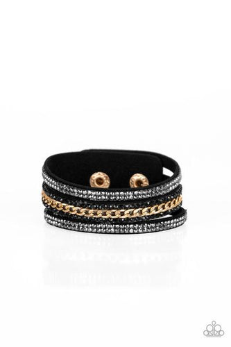 Rollin In Rhinestones - Black - Leather Wrap Bracelet - Barbara Towles Masterson's Store